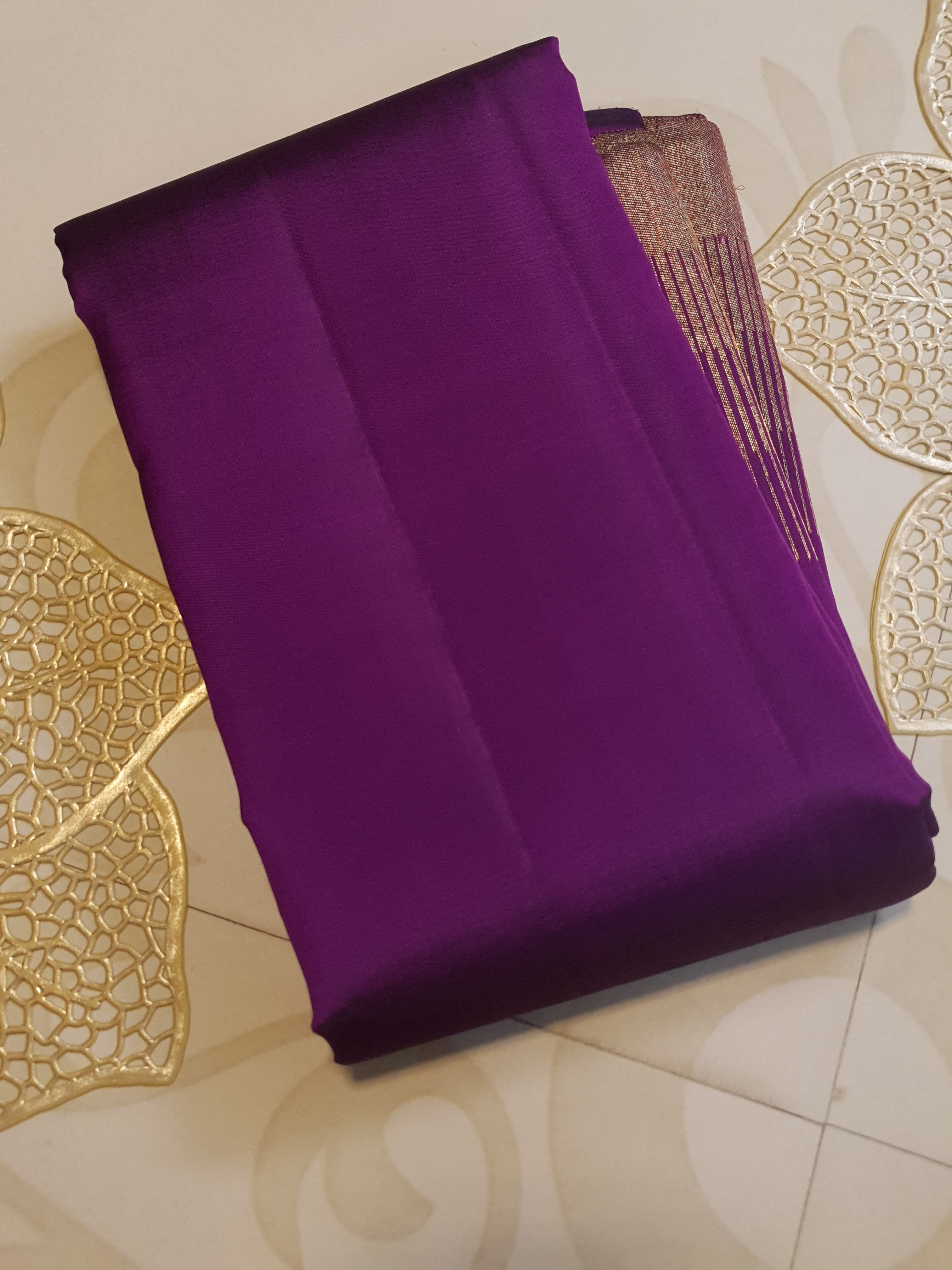 Deep Purple Kanchipuram Handloom Bridal Silk Saree